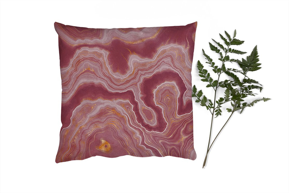 PillowMonkey Sierenkussen Agaat Abstract Roze 60x60 cm