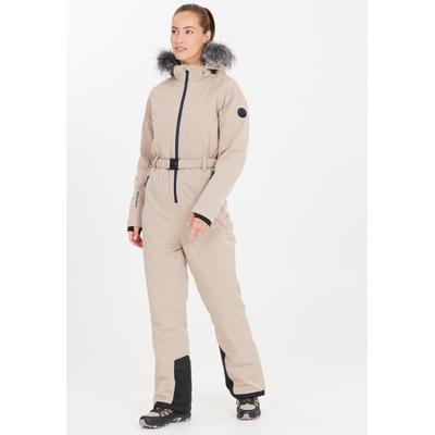 Skianzug WHISTLER "Courtney", Damen, Gr. 38, beige, 94% Polyester, 6% Elasthan, unifarben, Sportanzüge Skianzug, mit wind- und wasserdichtem Funktionsmaterial