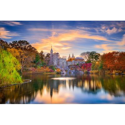 Fototapete PAPERMOON "Central Park Castle", bunt, B:4,5m L:2,8m, Vlies, Tapeten