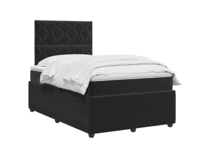 vidaXL Boxspringbett mit Matratze Schwarz 120 x 200 cm Samt