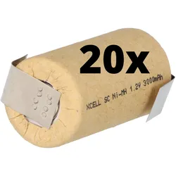 20x XCell Sub-C Hochleistungsakku mit Z- Lötfahne - 1,2V 3000 mAh Ni-MH