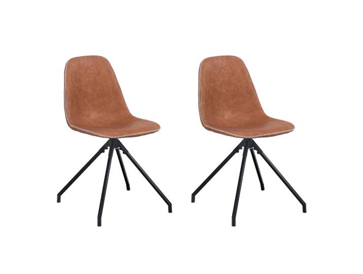 Esszimmerstuhl Leder DEVIN 2er Set braun