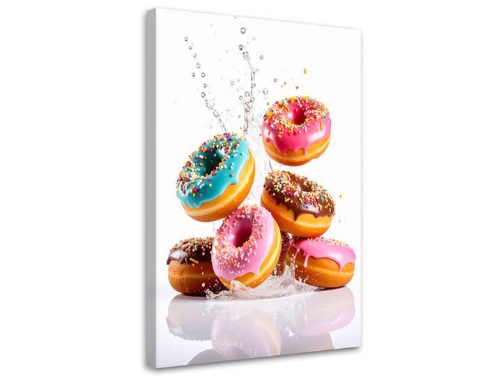Feeby Leinwandbild Donuts Krapfen Süßigkeiten 70x100cm, Mehrfarbig, Essen/Getränk, Rechteckig, 70x100 cm, Bilder & Rahmen, Bilder, Leinwandbilder