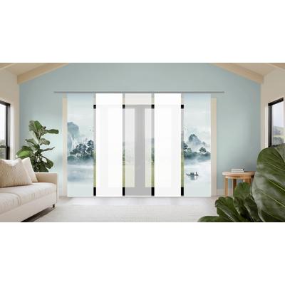 Schiebegardine HOME WOHNIDEEN "VITNAM", weiß (grün), B:60cm H:245cm, Polyester, Gardinen, Schiebewand Seidenoptik, SET, Digitaldruck