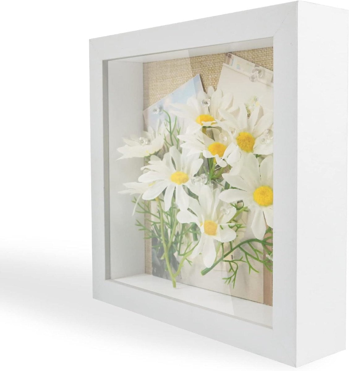 Schaduwbox Fotolijst Herinneringen Box Wit 20x20 cm met Prikpinnen