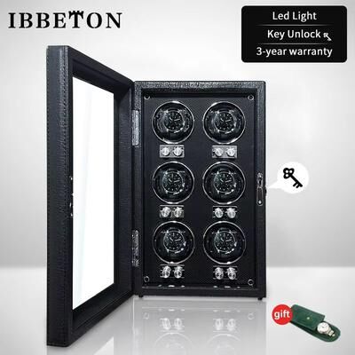 Inspired Finds IBBETON EleganceWood Automatic Watch Winder 2, 4, Or 6 Slots With Mabuchi Motor dual Watch Winder Walnut With Blue Led