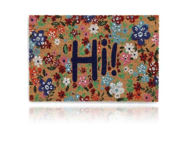 Relaxdays Paillasson en Fibres de Coco\, Tapis «Hi»\, 40x60 cm\, antidérapant\, pour l’intérieur et l’extérieur\, Multicolore