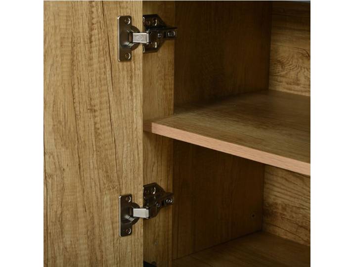 ULEVR Buffet bas MDF décor bois et noir 4 portes 1 tiroir 140 x 40 x 60 cm