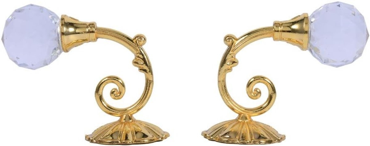 Set van 2 elegante crystal gordijnhouders met vouwbeugels voor gordijnen, kleding, hoeden en paraplu's