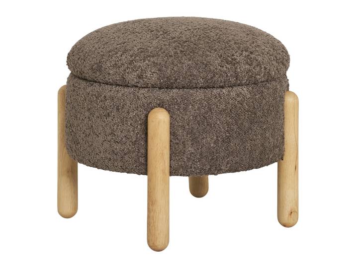 Beistellhocker Merino Bouclé Braun mit Stauraum - Braun - Bouclé - Luxusbetten24
