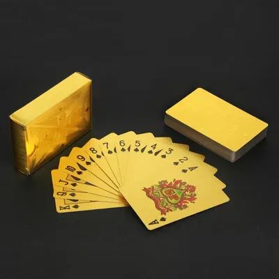 Inspire Daily Merch Waterproof Gold Foil Skull Poker Cards For Gambling Board Game PVC Plastic Magic Cards Flexible Washable Playing Cards Waterproof Gold Foil Skull Poker Cards For Gambling Board Game PVC Plastic Magic Cards Flexible Washable Playing Car