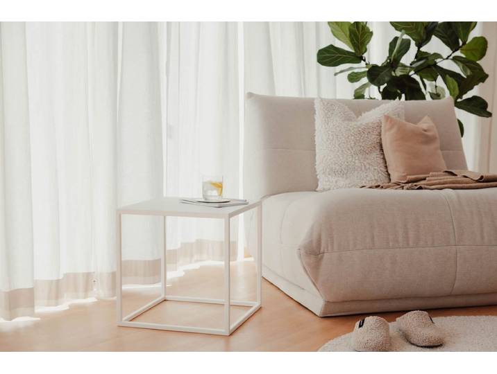 Couchtisch-Beistelltisch Soli X – Minimalistisches Design aus Stahlblech & Metall - Cashew - Luxusbetten24