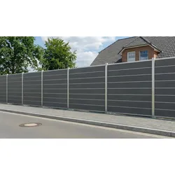 WPC Zaunset Lübeck – 180 × 175 cm Sichtschutzzaun, Komplettset in Anthrazit mit Lamellen, Leisten aus Alu in Anthrazit, pflegeleicht, wetterfest