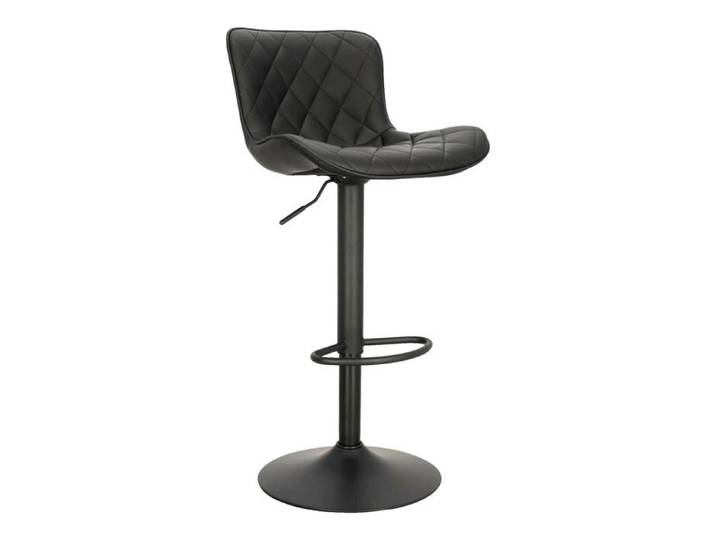 Tabouret - Aland - Noir - Éco-cuir - Métal - Réglable
