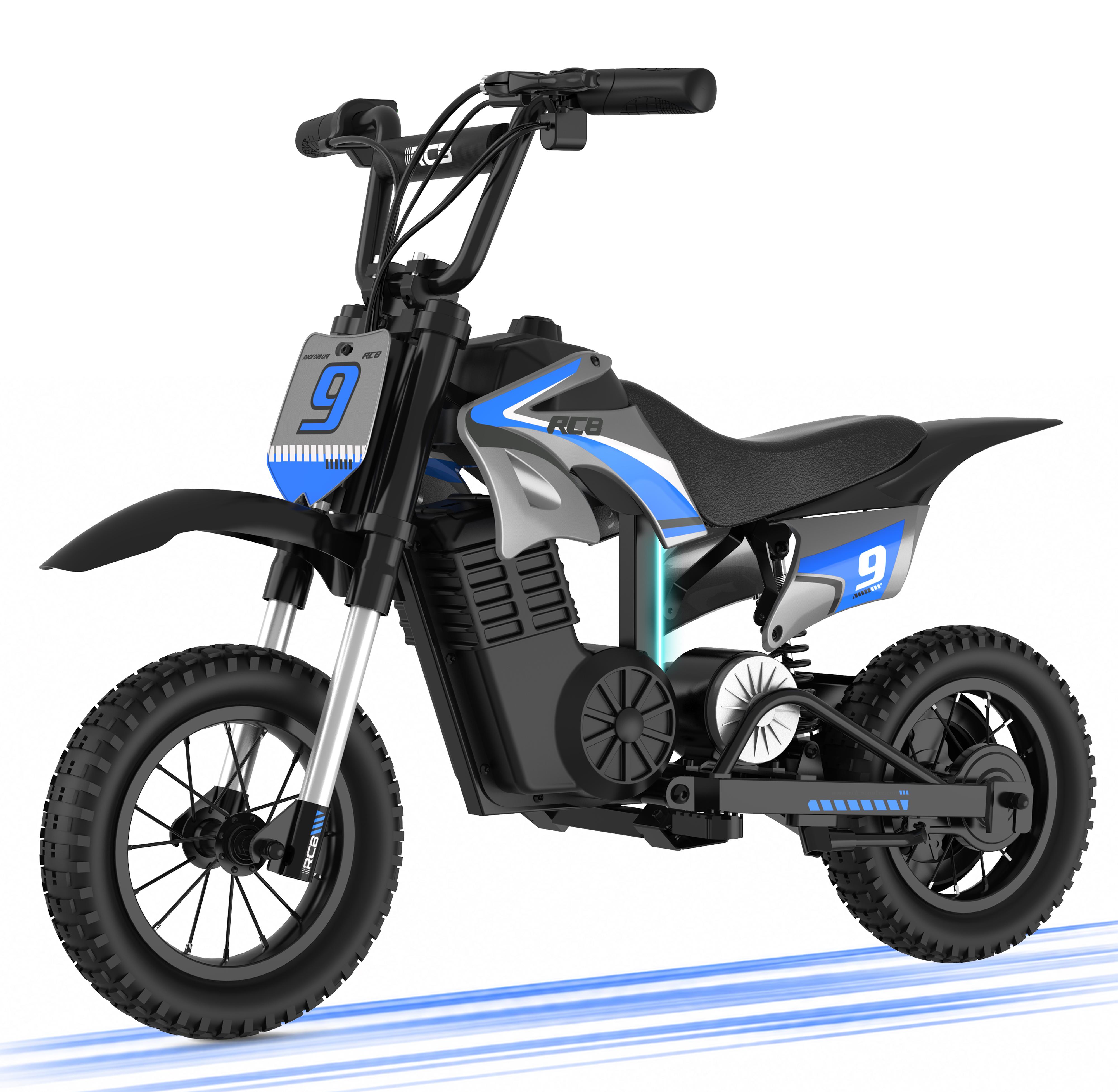 RCB R9X PRO Elektro Motorrad Kinder, Elektromotorrad mit 350W Motor, 16KM Lange Reichweite, Bunte Lichter, Moto Cross für Kinder von4-12 Jahren