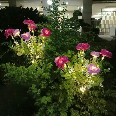 Rare Purchases Solar Garden Light Snow Lotus Flower, Solar Lights Outdoor Lighting, Lawn Lamp For Patio Yard Flower Party Lamp 7 Head purple