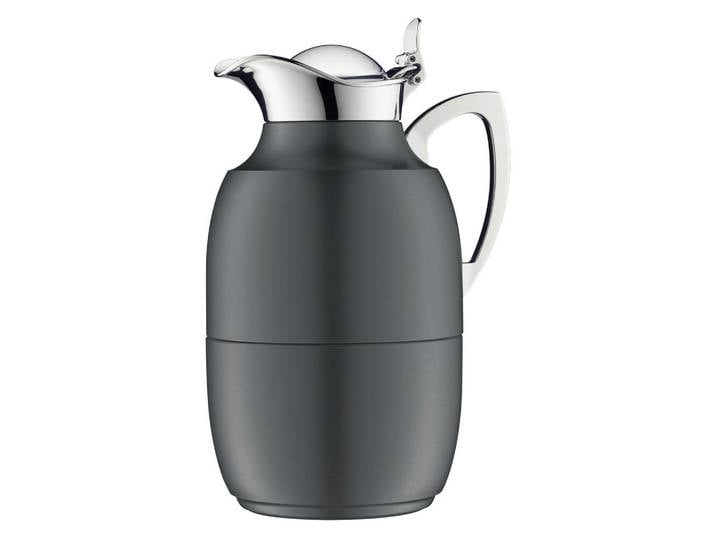 Alfi Isolierkanne Juwel, Schwarz, Metall, 1 L, Ausgießer, lebensmittelecht, Vakuum, Glaskolben, hält warm, kalt, schadstofffrei, Kaffee & Tee, Kannen, Thermoskannen