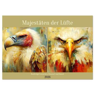 Majestäten der Lüfte. Raubvögel zwischen Himmel und Kunst (Wandkalender 2026 DIN A4 quer), CALVENDO Monatskalender