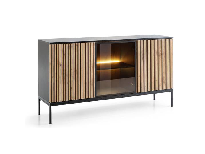 Tosena Kommode mit drei Türen und LED-Beleuchtung, 154 cm,