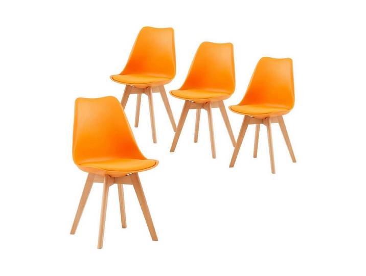 LuxusKollektion Esszimmerstuhl Esszimmerstuhl Retro Orange 4er Set