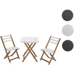 Garnitur HWC-P71, Sitzgruppe Lounge-Set Garten 2x Stuhl Tisch, Akazie Holz klappbar ~ natur-weiß