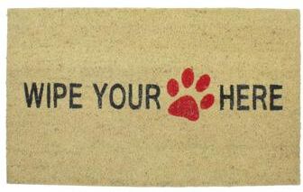 Northlight "Animal Print ""Wipe Your Paw Here"" Doormat 30 x 18"