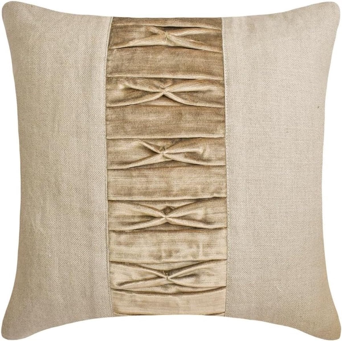 Handgemaakte decoratieve kussensloop van linnen fluweel in beige, 35 x 35 cm