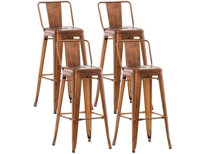 CLP Lot de 4 tabourets de bar Mason - Couleur:cuivre