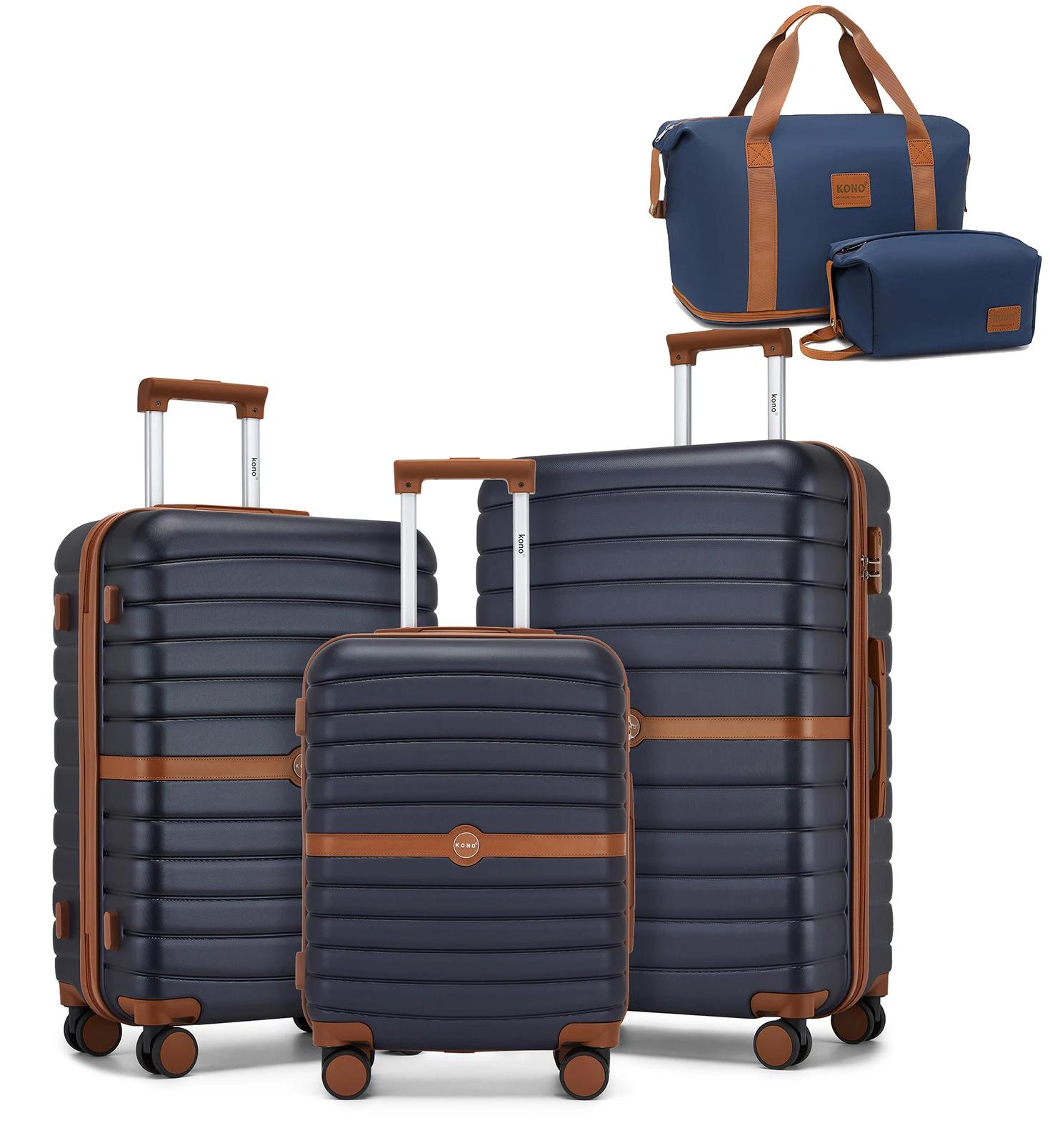 Kofferset - Hartschalen-Trolley - 5-teilig - ABS - 2 Reisetaschen - Blau
