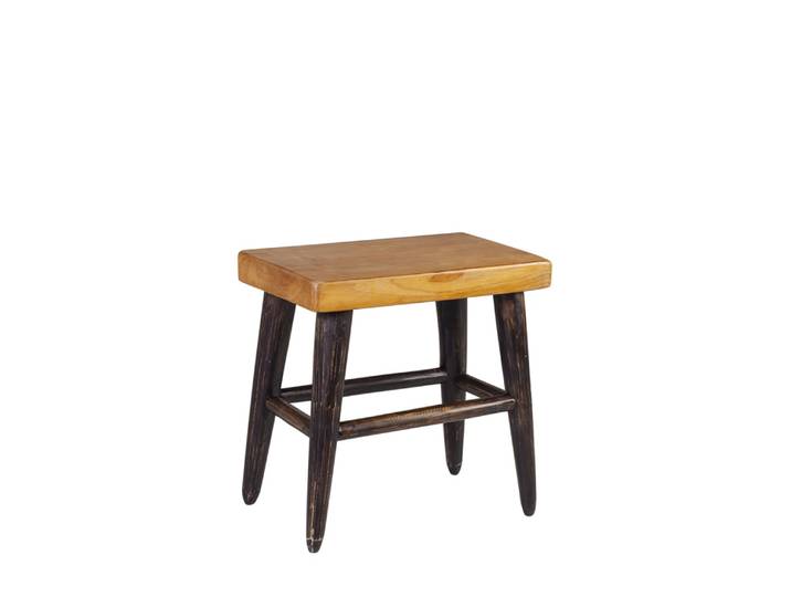 Tabouret en bois marron et noir