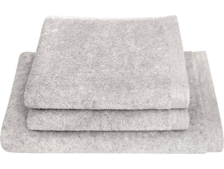 Handtuch Set DYCKHOFF Deep Harmony Element , silber, 3 Stk., Frottier, Frottier, Obermaterial: 85% Baumwolle, 15% Hanf, Handtuch-Sets, Handtuch Set, 15% Hanf; 3er Set: 2 Handtücher (50x100cm), 1 Duschtuch (70x140cm);