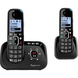 Amplicomms BigTel 1582 Duo Telefon, schwarz, Großtastentelefon, schnurlos, mit Anrufbeantworter