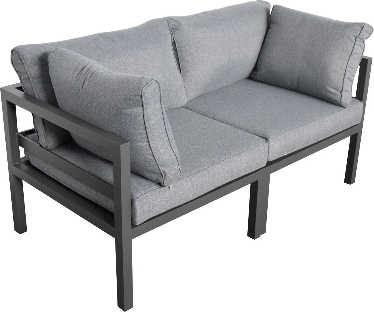 Gartenmöbel Gartensofa Outdoor Sofa RHODOS 2 x Endsofa (74 x 74 x 64 cm) anthrazit mit Kissen Garten Terrasse Balkon Wetterbeständig UV-beständig