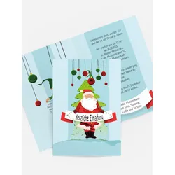 Weihnachtseinladung geschäftlich selbst gestalten mit Spruch und Fotos im Onlinedesigner bei Meine-Kartenmanufaktur.de