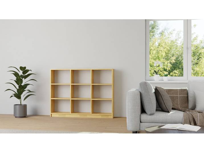 Niedriger Bücherschrank aus Massivholz Buche Natur geölt