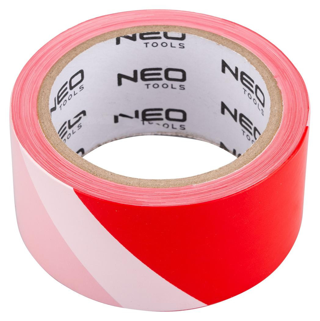 Neo Tools Afzetlint Rood-Wit 100m - Weerbestendig en scheurbestendig waarschuwingslint van PE, Breedte: 5 cm