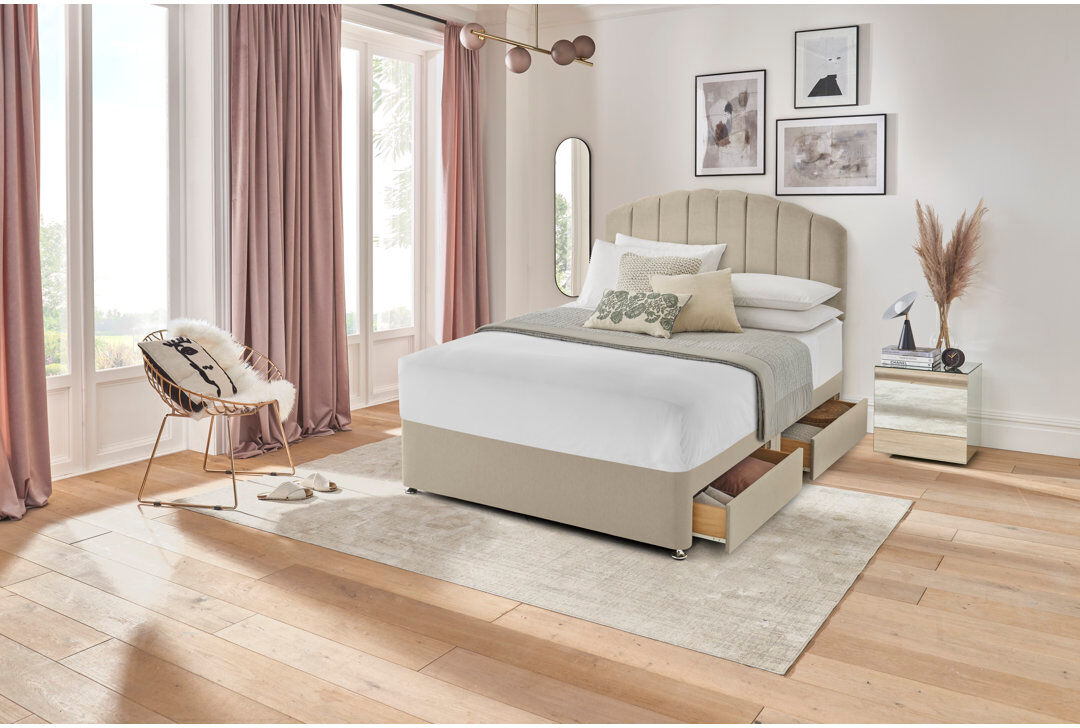 Silentnight upholstered premium Divan bed - base only Sand Kingsize (5')