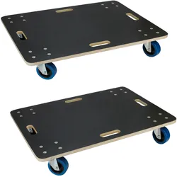 TRANSPORTROLLER 2er Set mit 4 Rollen 60x80 cm Traglast 800kg Siebdruck Holzplatte Schwarz