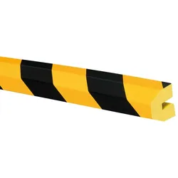 PROREGAL Prallschutz aus Polyurethanschaum | Profilschutz Trapezförmig zum Aufstecken | HxBxT 4x100x3,6cm | HxT Nut 0,8x1,8cm | Schwarz-Gelb