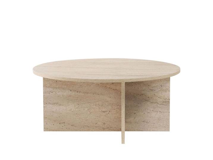 Table basse ronde en effet travertin ø90cm - Beige