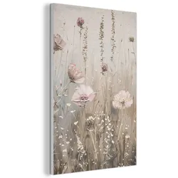 AKUSTIKBILD Blumen - Rosa - Modern - Beige Wanddeko 60x90 cm