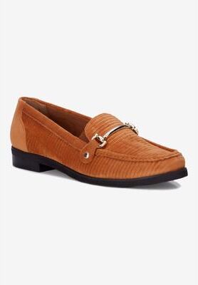 Women's Wren Loafer by Roamans in Praline Corduroy (Size 8 1/2 N)