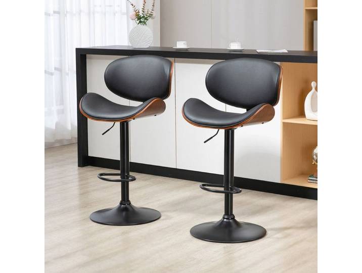 Ensemble de 2 tabourets de bar tabourets de cuisine réglables en hauteur tabourets de comptoir en similicuir 53x52x92-112 cm