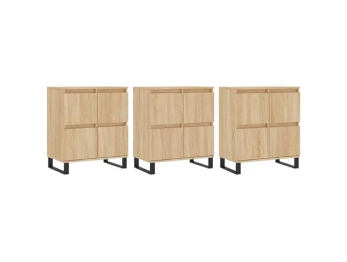 HGFDVCMR Sideboard 3er Set Sonoma Eiche Optik Kommode 180x35x70 cm Dreiteiliges Anrichte Set in Holzoptik fuer Wohnzimmer und Flur bietet viel Abstellflaeche sowie moderne Wandbefestigung.