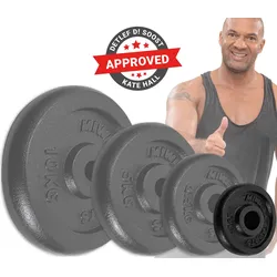 Miweba Sports Hantelscheiben HSG12, 4x 1,25 kg Hantel-Gewichte, passend für Ø 30mm, Set, Gusseisen