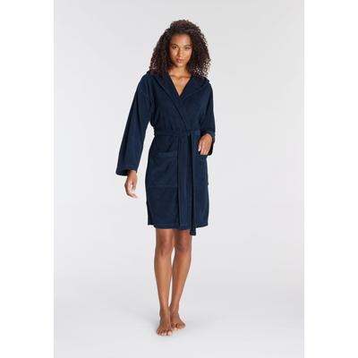 Bademantel, Damen, Gr. XXL/48 (50), blau (navy), Baumwoll-Mix, VIVANCE DREAMS BY LASCANA, unifarben, Kurzform, Hausmäntel Bademantel, in Mini Länge