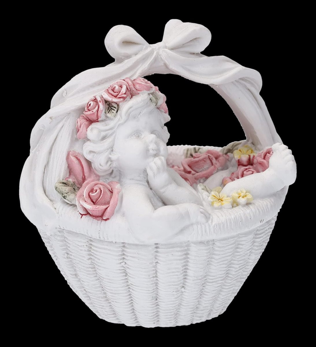 Handbeschilderde Engel figuren set - Wit Putti decoratie - Hoogte: 8 cm
