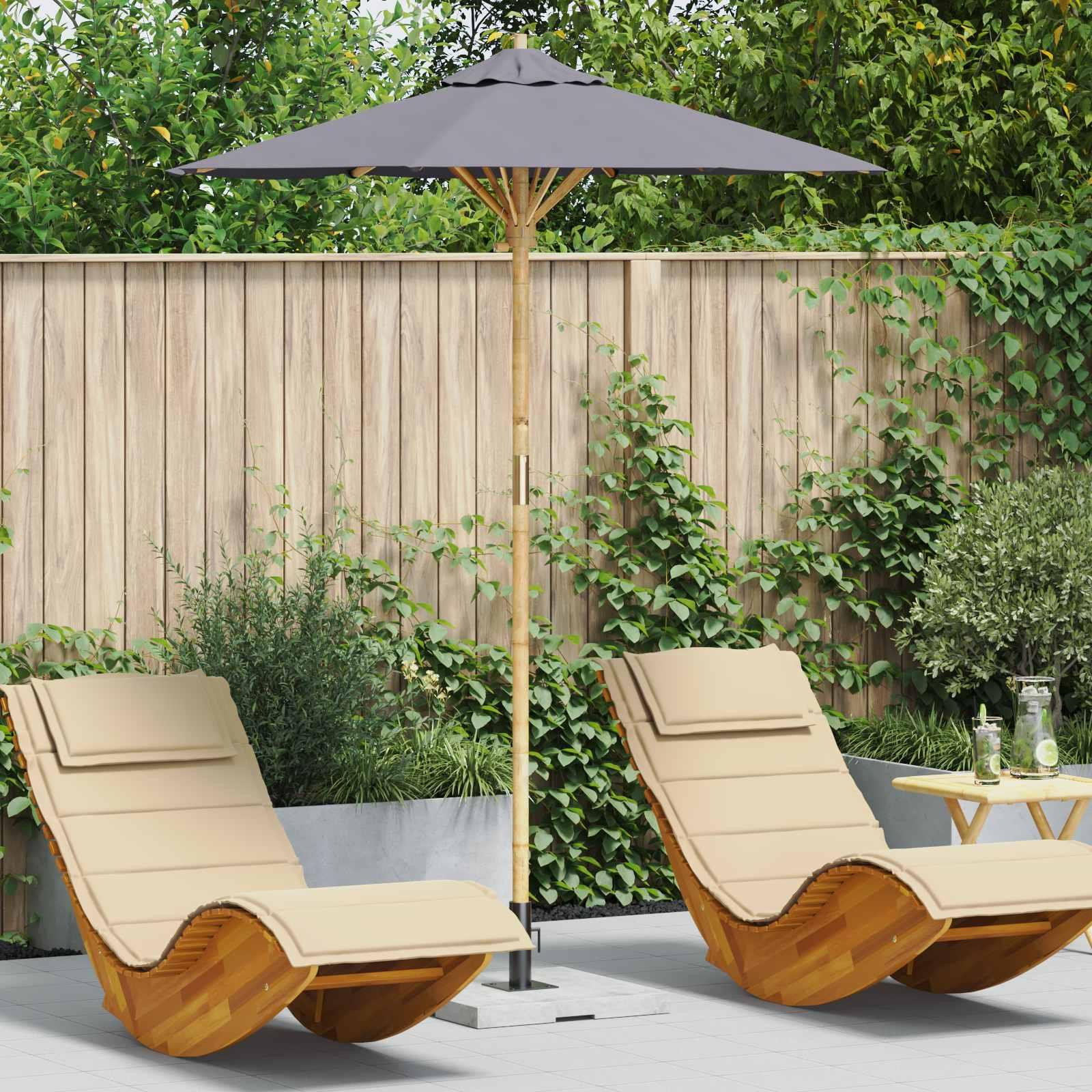 Prolenta Tuinzonneparasol, rond, diameter 180 cm, hoogte 230 cm, bamboe, donkergrijs