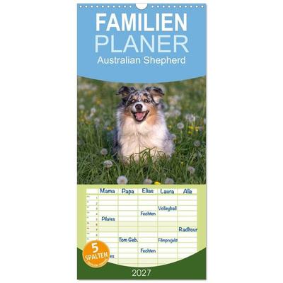 Familienplaner 2027 - Australian Shepherd mit 5 Spalten (Wandkalender, 21 x 45 cm) CALVENDO