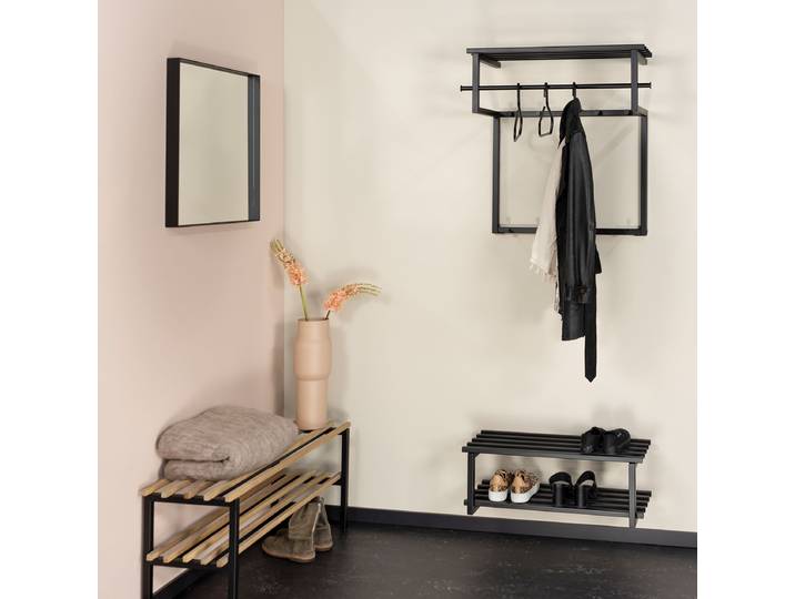 home24 Wandkapstok Rizzoli - 76 cm 76 x 76 x 34cm zwart/zwart